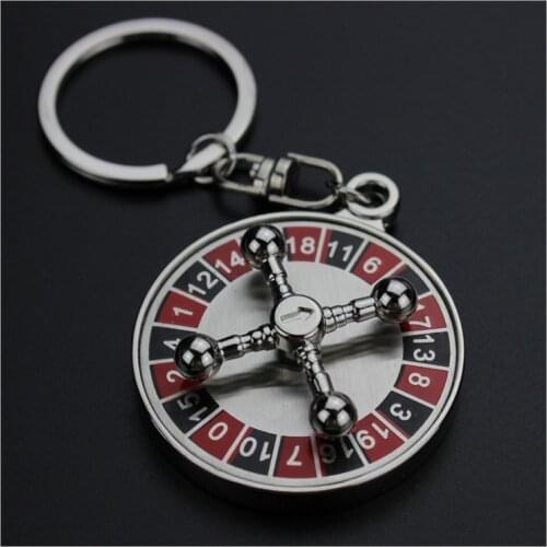 Metal mini Russian roulette keychain rotating creative compass pendant gifts