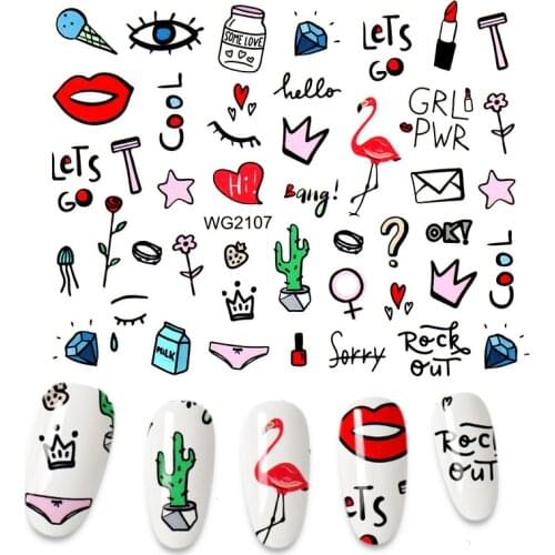 Nail Water Sticker DIY Love Unicorn Image Nail Art Paper Decoration Manicure Tattoos Creative Designs Watermark Nail Decals