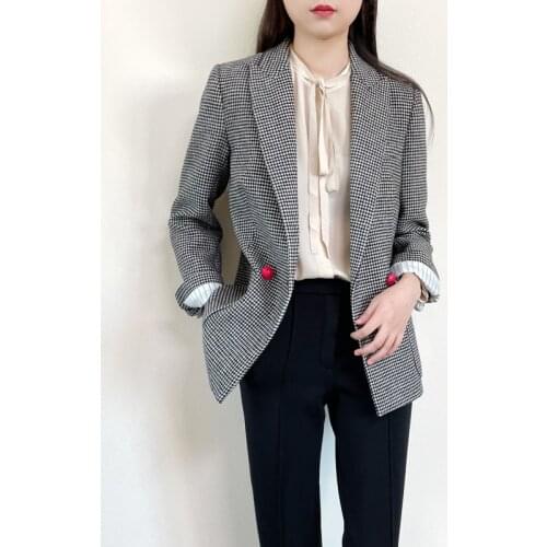 2021 Spring and Autumn New Herringbone Pattern Sequins Fashion All-match Casual Slim Suit Women Tailored Coat