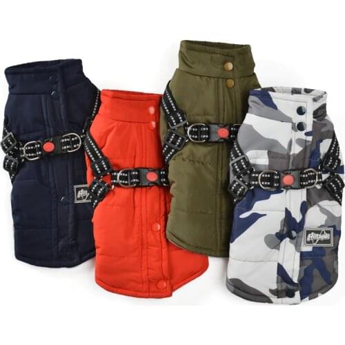 Dog Clothes Winter Warm Clothes For Small Dogs Reflective Puppy Pet Dog Coat Jacket With Adjustable Harness Chihuahua Clothing