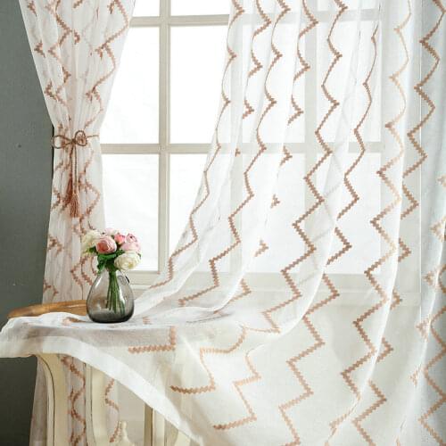 Solid White Yarn Geometric Pattern European Embroidered Tulle for Living Room Bedroon Home Decor Window Sheers 100% polyester