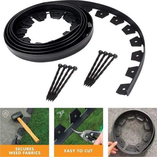 Landscape Yard Edging Coil Project Kit Terrace Board Planter Edge Border Black Includes 8 Edging Stakes
