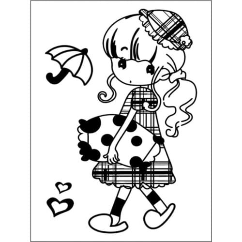 Pillow Girl Transparent Clear Silicone Stamp Seal DIY Scrapbooking Stencil Decorative Painting Template Office School Supplies