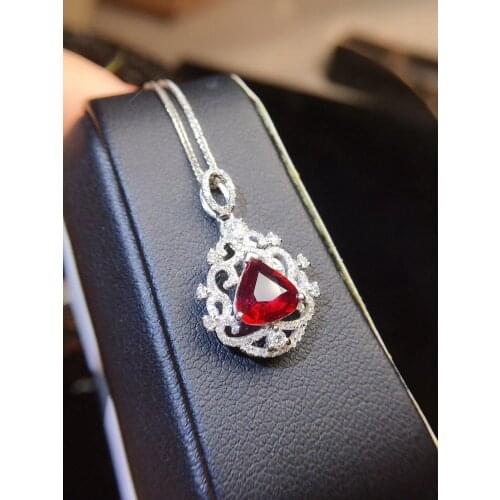 Fine Jewelry Real 18K Gold AU750 G18K Natural 100% Ruby Pendant 1.1ct Gold Diamonds Pendant Gemstone Necklaces for Women