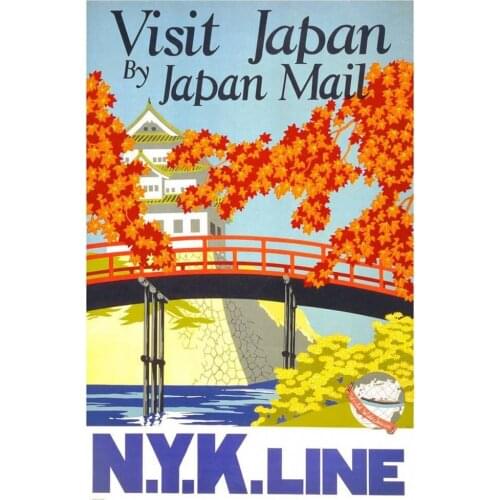 Visit Japan NYK Line Maple Travel Landscape Vintage Retro Poster Decorative Wall Canvas Stickers Posters Bar Home Decor Gift