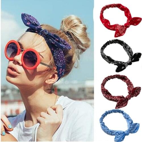 Women Sweet Hair Bands Print Headbands Retro Hair Accessories Cross Turban Bandage Bandanas Hairband Headwrap Summer Headwear