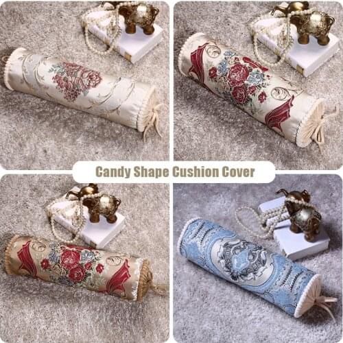 European Classical Luxury Cylindrical Pillowcase 15*50cm Sofa Jacquard Candy Shaped Cushion Covers Backrest Home Chair Decor