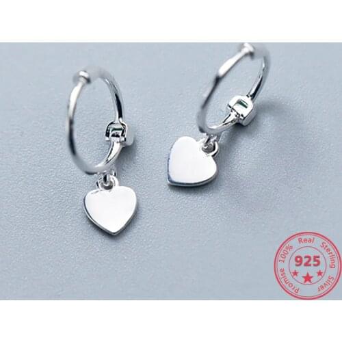 Authentic 100% S925 Sterling Silver Heart Exquisite Hoop Earrings 2018 Fine Jewelry For Women Birthday party Accessories Gift