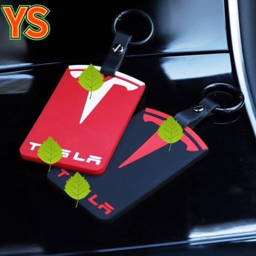 For Tesla Model 3 Keychain Clip Card Holder Accessories Top Quality Silicone Car Key Card Holder Protector Cover Key Chain