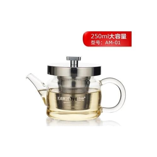 [GRANDNESS] Kamjove AM-01 Heat Resistant Clear Glass Teapot Stainless Steel Infuser 250ml Kamjove Teapot Tea Pot
