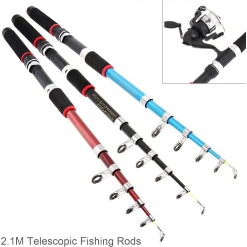 2.1m Ultra Short Telescopic Casting Fishing Rods Glass Fiber 6 Section Portable Sea Fishing Pole