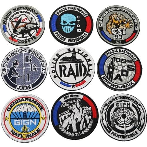 French Army French Flag Fire RAID Badge With Emblem Inscription Tactical Hook Loop Embroidery Morale Embroidery Patch Applique