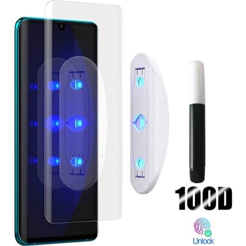 Lamorniea 100D UV Screen Protector for Xiaomi Mi 10 pro full Tempered Glass for Xiaomi 10 lite cc9 mi 10 p30 pro UV glue glass