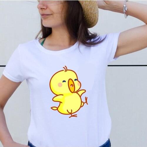 Harajuku Hipster T-shirt Female Cartoon Print White Pink T Shirt Cotton Tops Summer Short Sleeve Plus Size Tee Shirt Femme