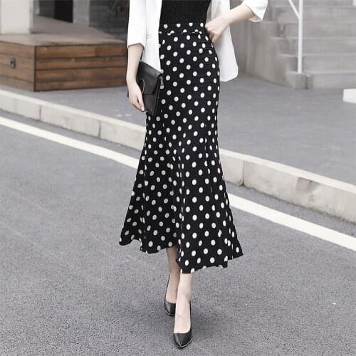 Popular Polka Dots Prints Women Medium Long Skirt All-match Chic Mermaid Trumpet Skirt Dropshipping