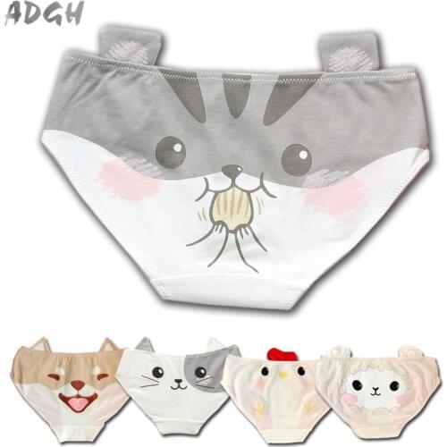 Womens' 3D Animal Print Cute Underwear Briefs Lolita Girls Doge Cat Chicken Hamster Ears Underwear Cotton Underpants Cosplay