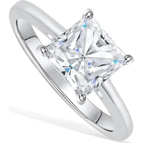 AIYANISHI Trendy Silver Band Rings For Women 925 Silver Bridal Solitaire Cushion Sona Diamond Engagement Band Ring Bijoux Femme