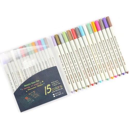 10/12/15/20/30 Colors Metallic Micron Pen Detailed Metal Paint Maker DIY Album 24BB