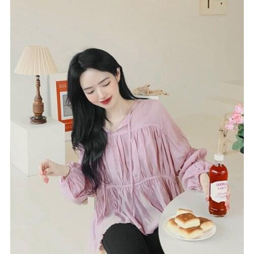 2019 New Cotton linen Fashion Women Long Sleeve Blouse bow collar Shirt Ladies OL Party Top Streetwear blusas femininas elegante