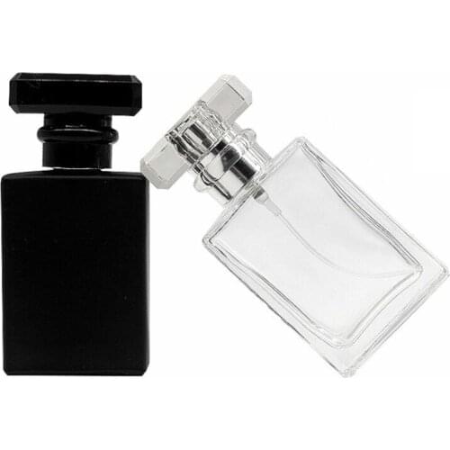 30ml Perfume Spray Bottle Glass Bottle Lead-free Square Refillable Atomizer Glass Bottle Portable Travel Cosmetic Container