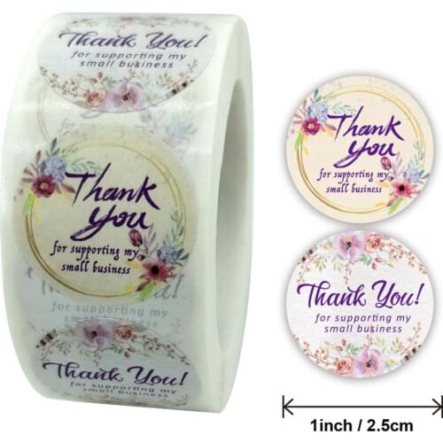 500pcs Flowers Thank You for my small business Stickers Seal Labels for Shopping Packaging Envelope Supplies Stationery Sticker