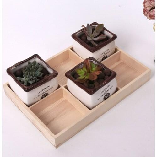 6 Grid Wood Desktop Storage Box Flower Plant Pot Storage Organizer