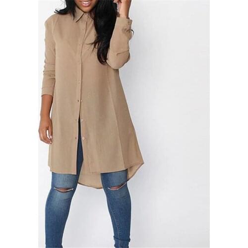 Spring Autumn Midi Long Blouse Women Irregular Chiffon Blouses Female Long Sleeve Shirt Office Casual Shirts Blusas Tops AB775