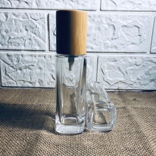 CBD hemp oil bamboo glass dropper bottle 75ml square perfume bottle glass Eco friendly cosmetic luxury lotion bottle bamboo cove