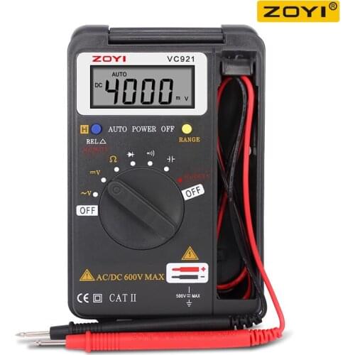 ZOYI VC921 Pocket Style Digital Multimeter 4000 Counts T-rms Tester Voltmeter Battery Tester Multimetro