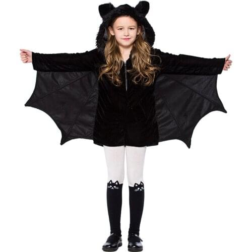 Halloween Purim Bat Jumpsuit Hooded Costume Child Animal Cosplay Fancy Dress