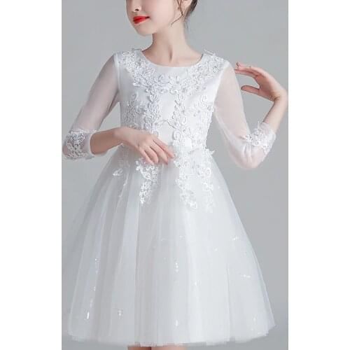 Kids Dresses For Girls Wedding Party Frock Flower Princess Summer Childrens Tutu Mesh Sleeve Short Dress