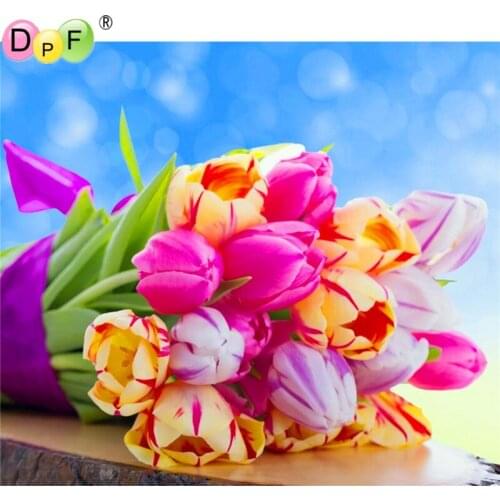 DPF Diamond Embroidery tulip icon DIY Needlework 5D Diamond Painting Cross Stitch Full Drill Mosaic Sticker Decorative painting