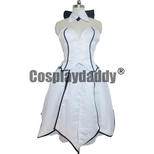 Fate Stay Night Saber Lily White Sexy Lolita Evening Dress Cosplay Costume