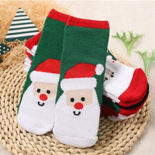 1-7 Year New Cotton Christmas Socks Children Winter Thickened Warm Baby Cartoon Floor Towel Socks 6pair/lot Christmas gift