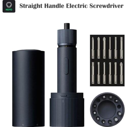 HOTO Straight Handle Electric Screwdriver Kit 12 Long S2 Steel Bit 3 Gear 1500mAh Rechargeable With Stroage Box LED Ring Light