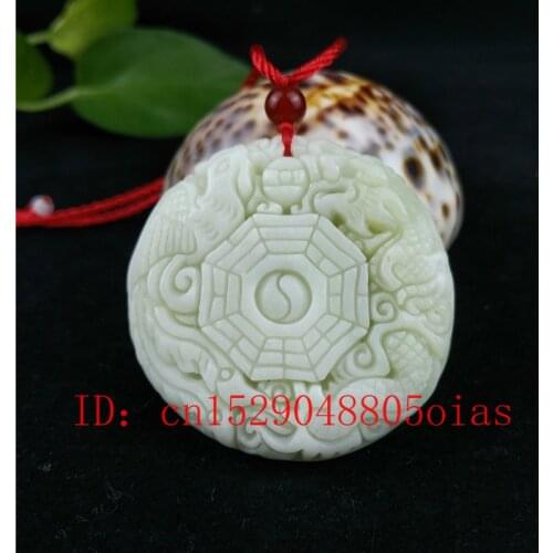 Chinese Natural White Jade Dragon Phoenix Pendant Necklace Fashion Charm Jewellery Accessories Carved Amulet Gifts for Women Men