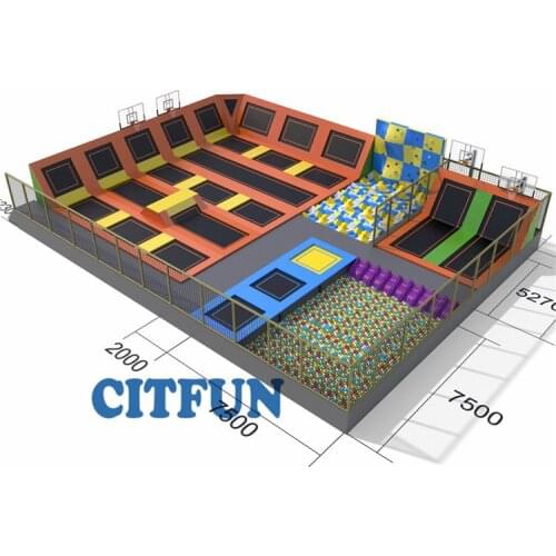 Commercial kids adult adventure trampoline park indoor playground with climbing wall,slam duck TP-021C