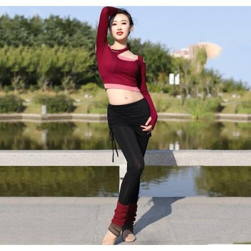 Belly Dance Suit Long Sleeve Top Elegant Pants Practice Clothes Female Adult Modal Set Shirt Trousers Performance Clothing