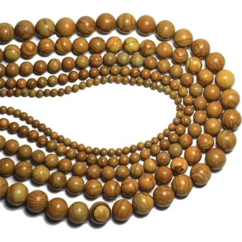 Round 4/6/8/10mm Wooden Jasper Loose Beads for DIY Craft Bracelet Necklace Jewelry Making
