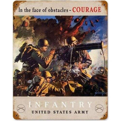 Losea Infantry Courage Metal Tin Sign with Rustic Retro Decorative Sings for Cafe Home 8 x 12 Inches