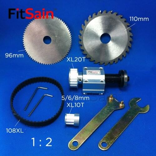 FitSain-Mini table saw XL 10T 20T spindle aluminum alloy Pulley 1 : 2 Cutting saws for saw blade hole 16mm/20mm