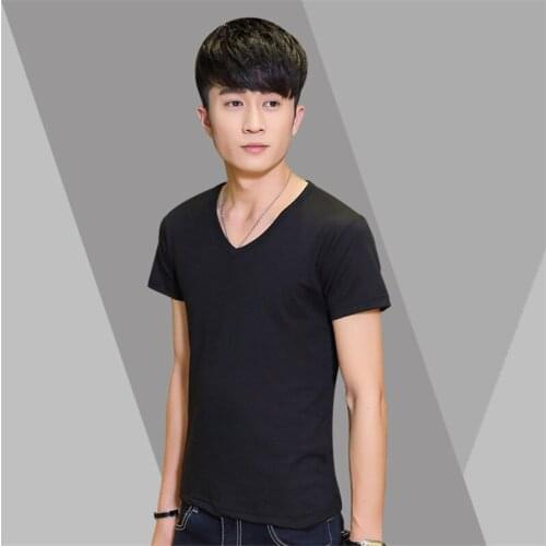 Fashion Mens T-Shirt Solid Color Short-Sleeve V-Neck M-4XL Plus Size T Shirt Casual Tops Sports Clothing Soft