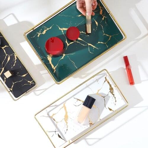Marble Bathroom Storage Tray Bathroom Decoration Hotel Bathroom Cosmetics Toiletries Rack Bedroom Dressing Table Storage Tray