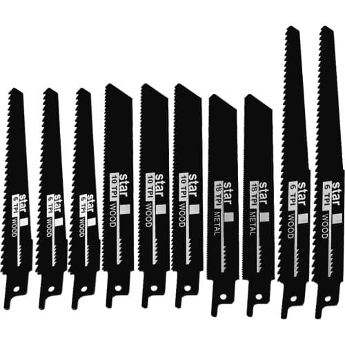 10pcs Reciprocating Saw Blades Set Jig Saw Blade Multi Hacksaw Blade Blade For Cutting Wood Metal PVC Tube Power Tools