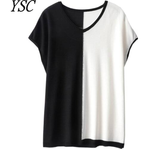 2021 New pattern Women Knitted fabric Sweater V collar Multicolor stitching Fine yarn pleasantly cool High-quality pullover