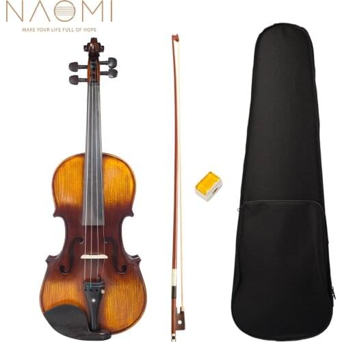NEW 4/4 Full Size Violin Acoustic Violin W/Case+Bow+Rosin Set For Biginner Violin Learner Brown Color Violin/Fiddle