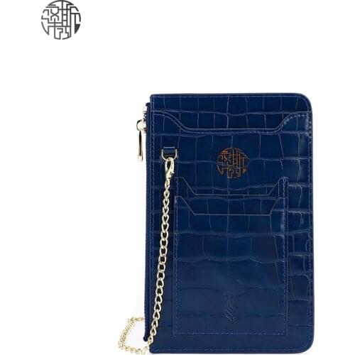 Zenos New Arrivals Ostrich Skin Cell Phone Bag Shoulder Name Card Holder Wallet Long Purse Fashion Mini Bags