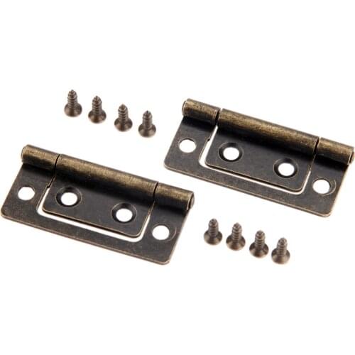 2Pcs Furniture Hinges Cabinet Drawer Door Butt Hinge Antique Bronze Decorative Cupboard Hinges for Jewelry Wooden Boxes 50x24mm