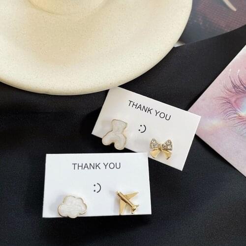 Origin Summer Airplane Clouds Bow-knot Stud Earring for Women Delicate Gold Color Irregular Rhinestone Geometric Earring Jewelry