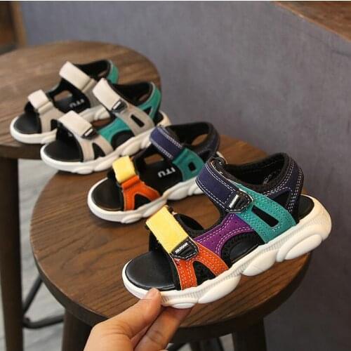 Summer 2020 childrens casual shoes open-toed toddler boy girl sandals sports PU leather baby beach sandals